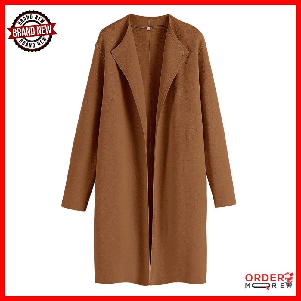Oversized Long Cardigan Sweater Coatigan Lapel Knit Warm Trench Style